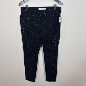 Old Navy NWT 8 Long Black Gold Foil Polka Dot Pixie Pant